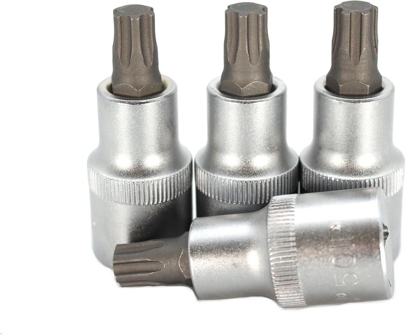T-MAX 4 pc Torx Plus 50IP 2 inch Long Bit Socket 1/2 inch Square Drive Auto Repair Impact Ready Tool - Image 1